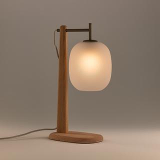 La Redoute Intérieurs Lampe à poser chêne et verre givré  