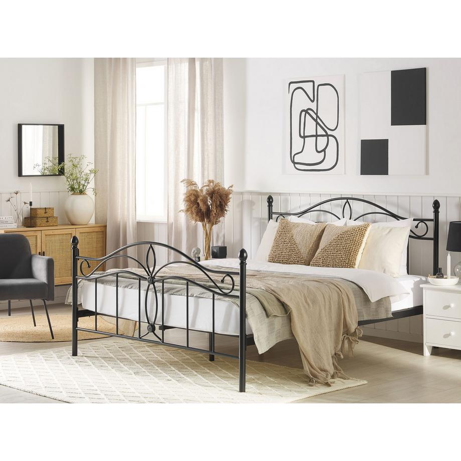 Beliani Lit avec sommier en Acier Rétro ANTLIA  