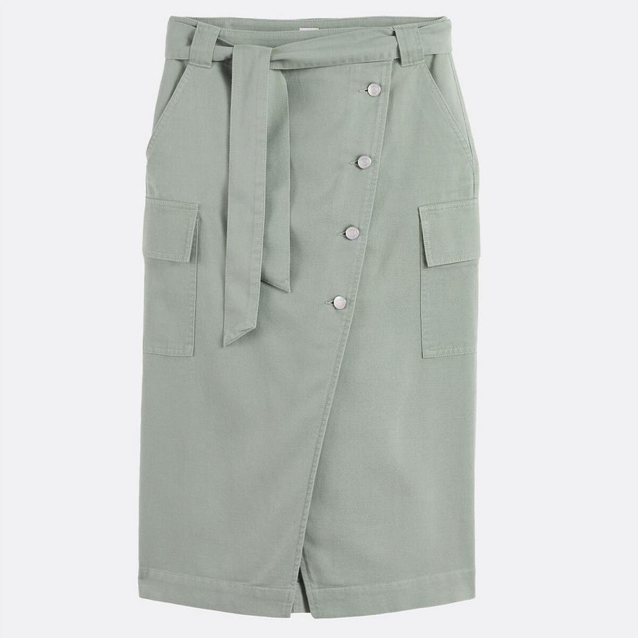 La Redoute Collections Jupe Midi Portefeuille Lyocell Coton  