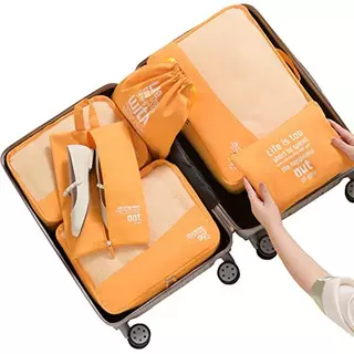 Only-bags.store Packing Cubes Lot de 6 sacs à vêtements, organisateur de  valises pour vacances et voyages, ensemble de cubes d'emballage, cubes de  voyage, système d'organisation pour valises (orange)