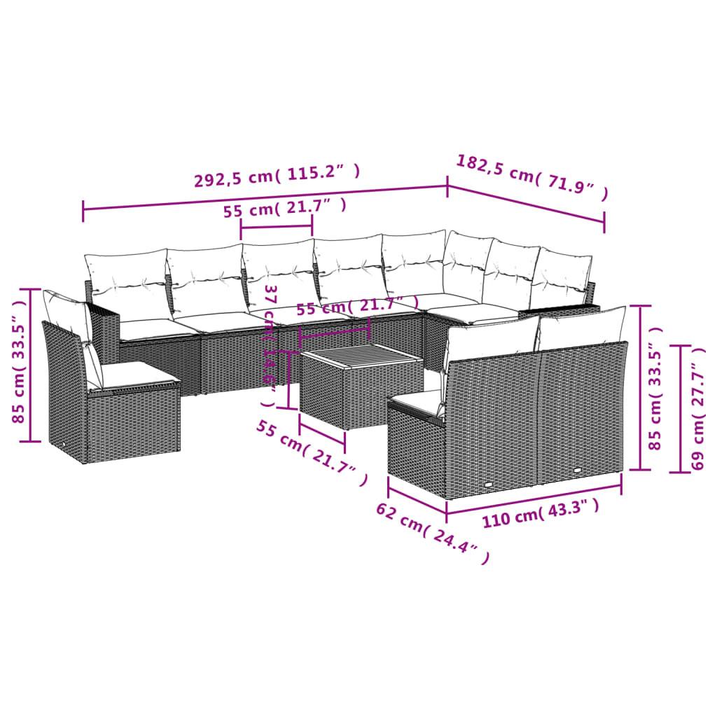 VidaXL Ensemble de canapés de jardin rotin synthétique  