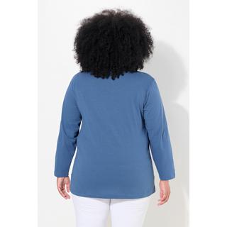 Ulla Popken  T-shirt coupe Relaxed Fit, col en V et manches longues 