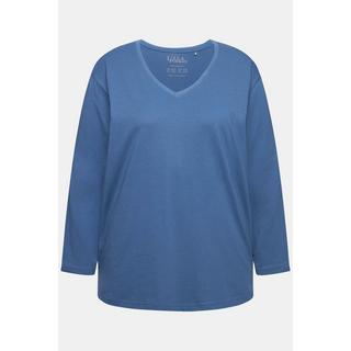 Ulla Popken  T-shirt coupe Relaxed Fit, col en V et manches longues 