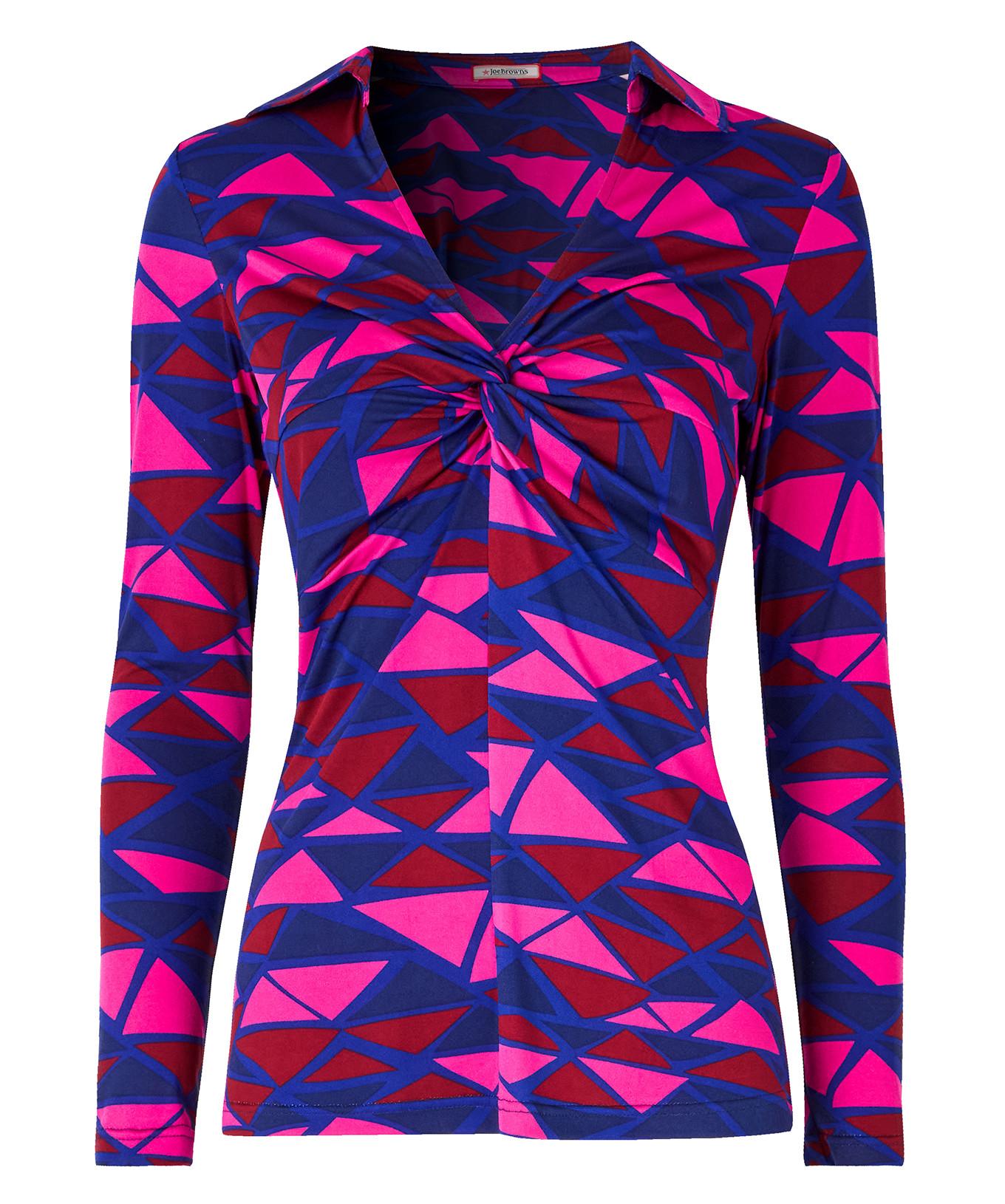 Joe Browns Retro inspiriertes Jersey Top Geo Print Twist Front  