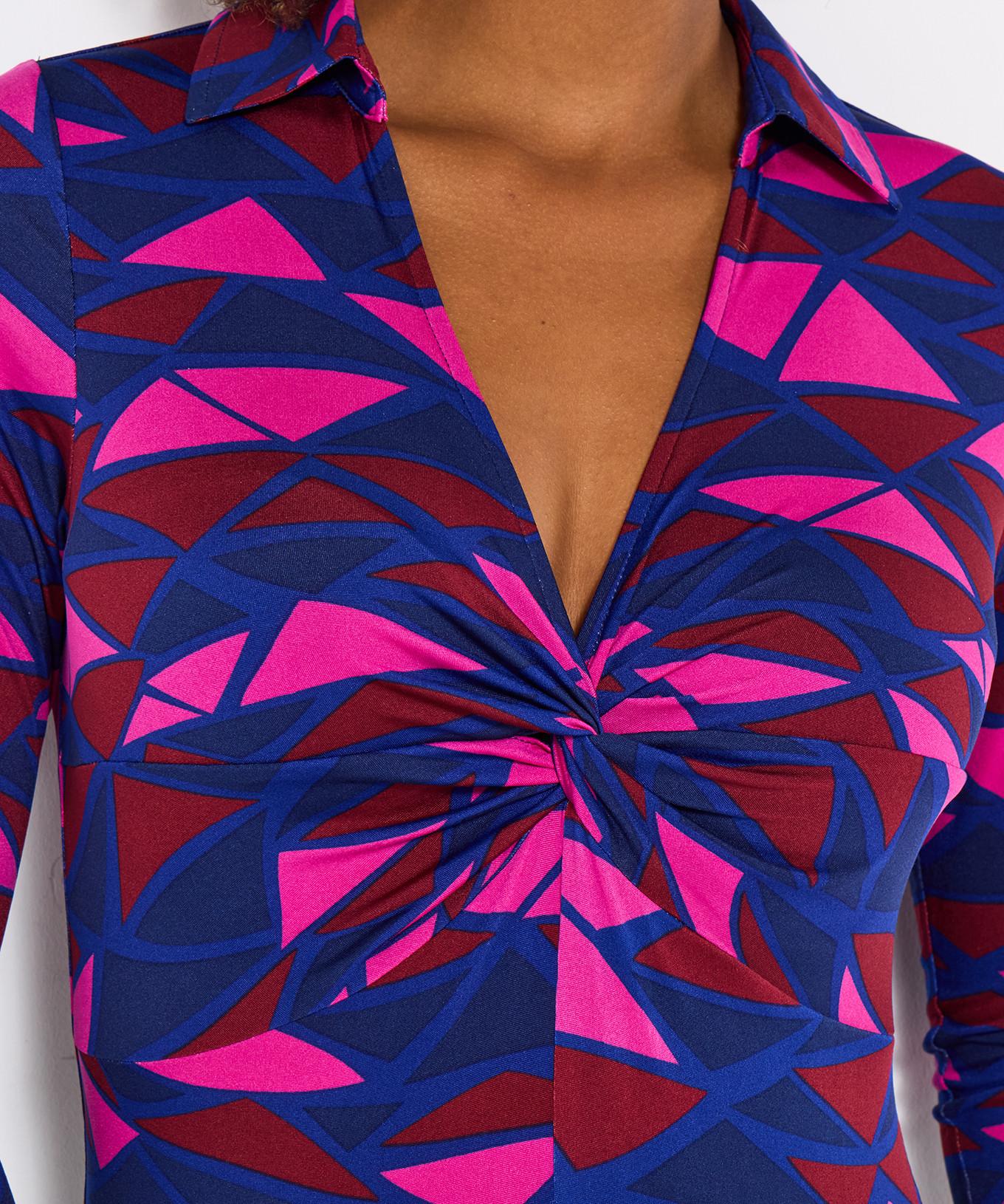 Joe Browns Retro inspiriertes Jersey Top Geo Print Twist Front  