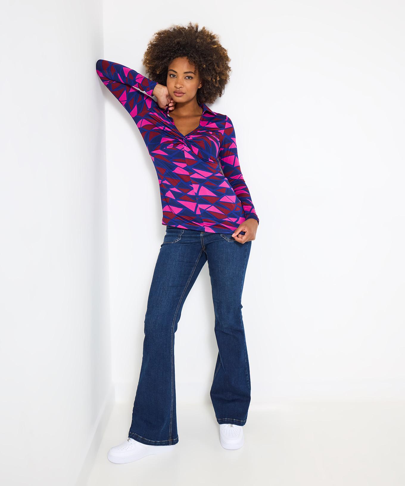 Joe Browns Retro inspiriertes Jersey Top Geo Print Twist Front  