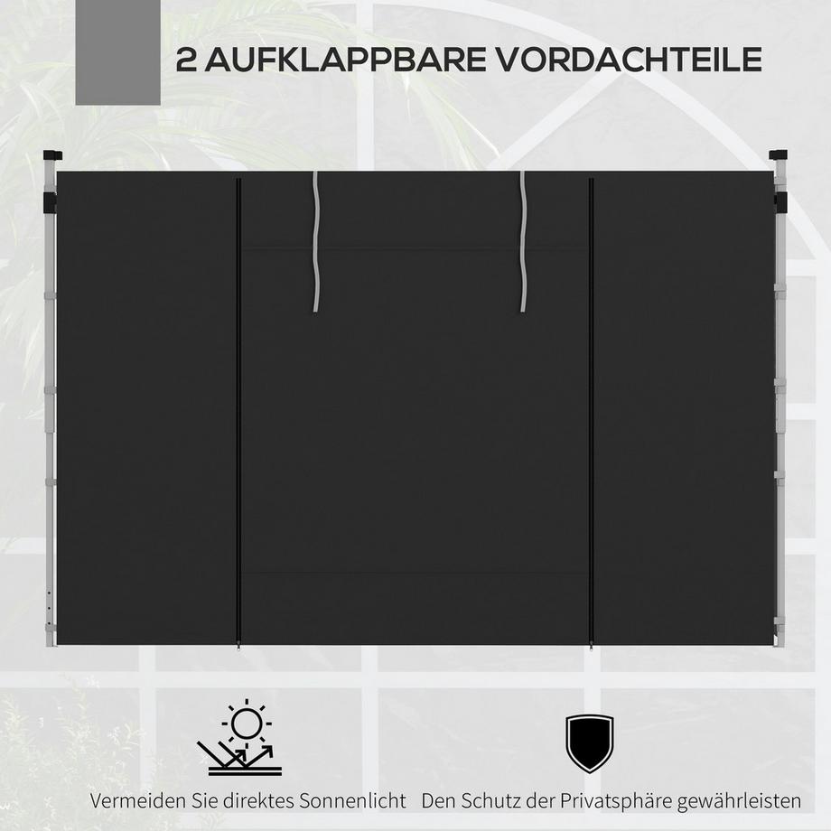 Northio 2er-Set Seitenteile für Pavillon 3x3/3x6 m, Seitenwand mit Fenster und Klettverschluss, wasserdicht Seitenwände aus Oxfordstoff, als Windschutz und Sichtschutz für Partyzelt, Schwarz  