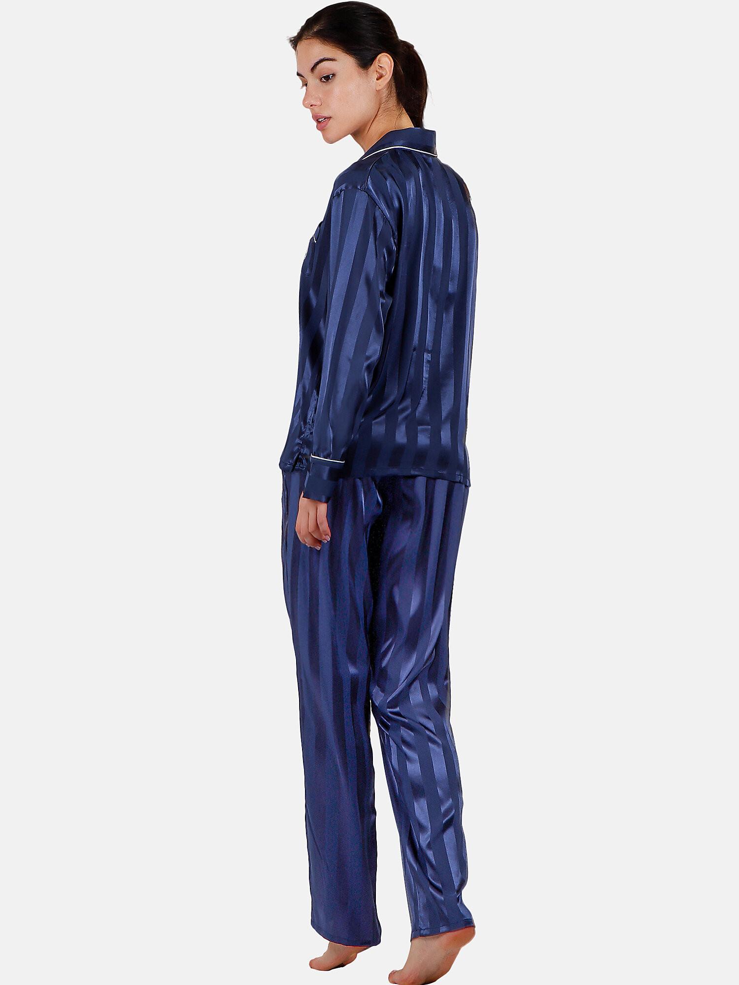 Admas  Pyjama tenue d'intérieur chemise et pantalon Satin Stripes 