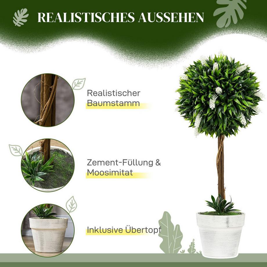 Northio Künstliche Lavendel 2er-Set groß 60 cm Kunstpflanze, künstliche Pflanzen im Topf, Plastik Kunstblume wie echt für Wohnzimmer Schlafzimmer Büro Garten moderne Dekoration  