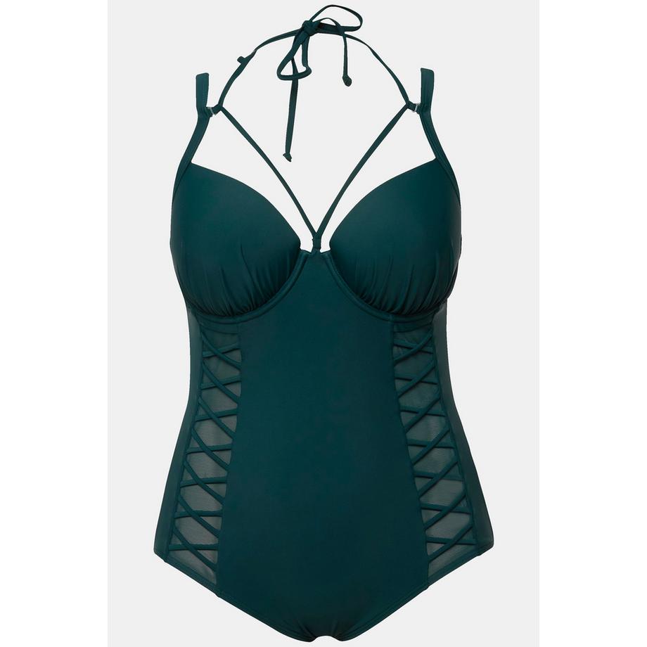 Ulla Popken Costume da bagno scollo all'americana coppe morbide ferretto riciclato  