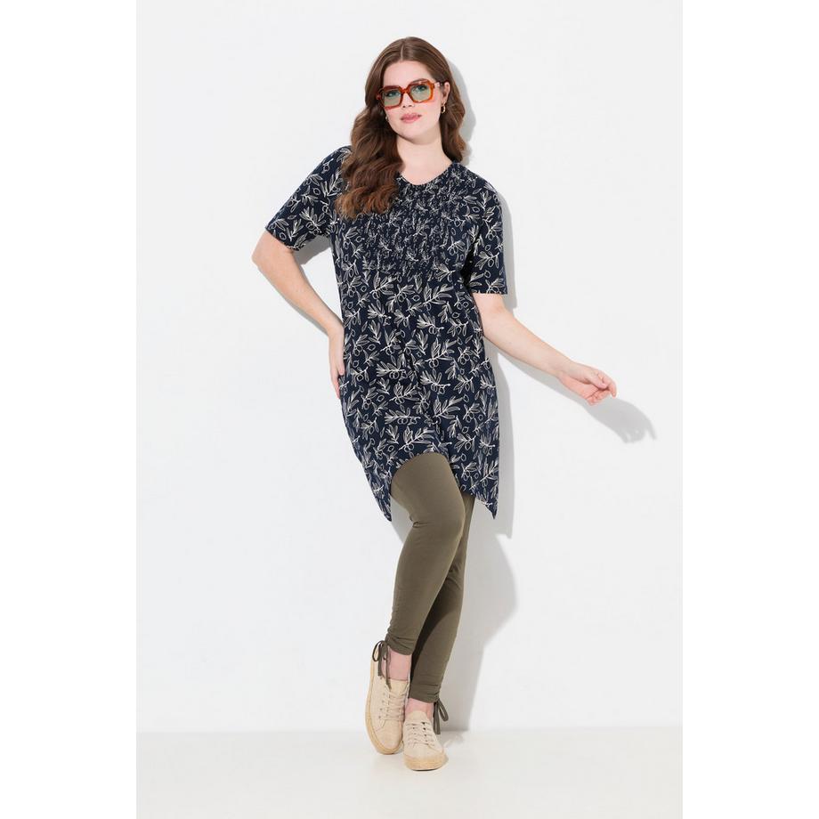 Ulla Popken Long T-Shirt Coupe A-Ligne Encolure V Manches Courtes  