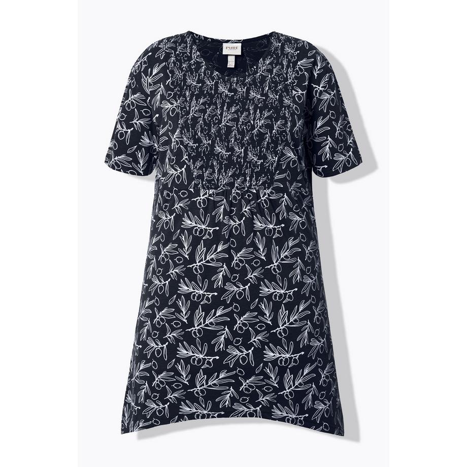 Ulla Popken Long T-Shirt Coupe A-Ligne Encolure V Manches Courtes  