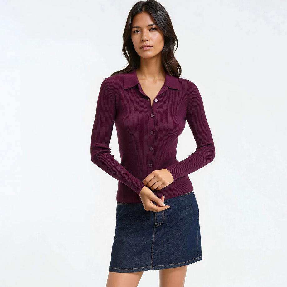 Strickjacke mit Polokragen