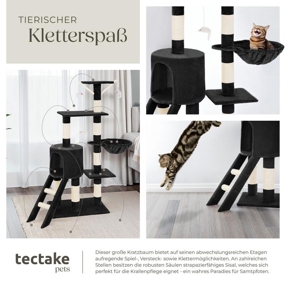 Tectake  Arbre à chat DOMINIQUE 144 cm avec griffoir et plateforme d'escalade 