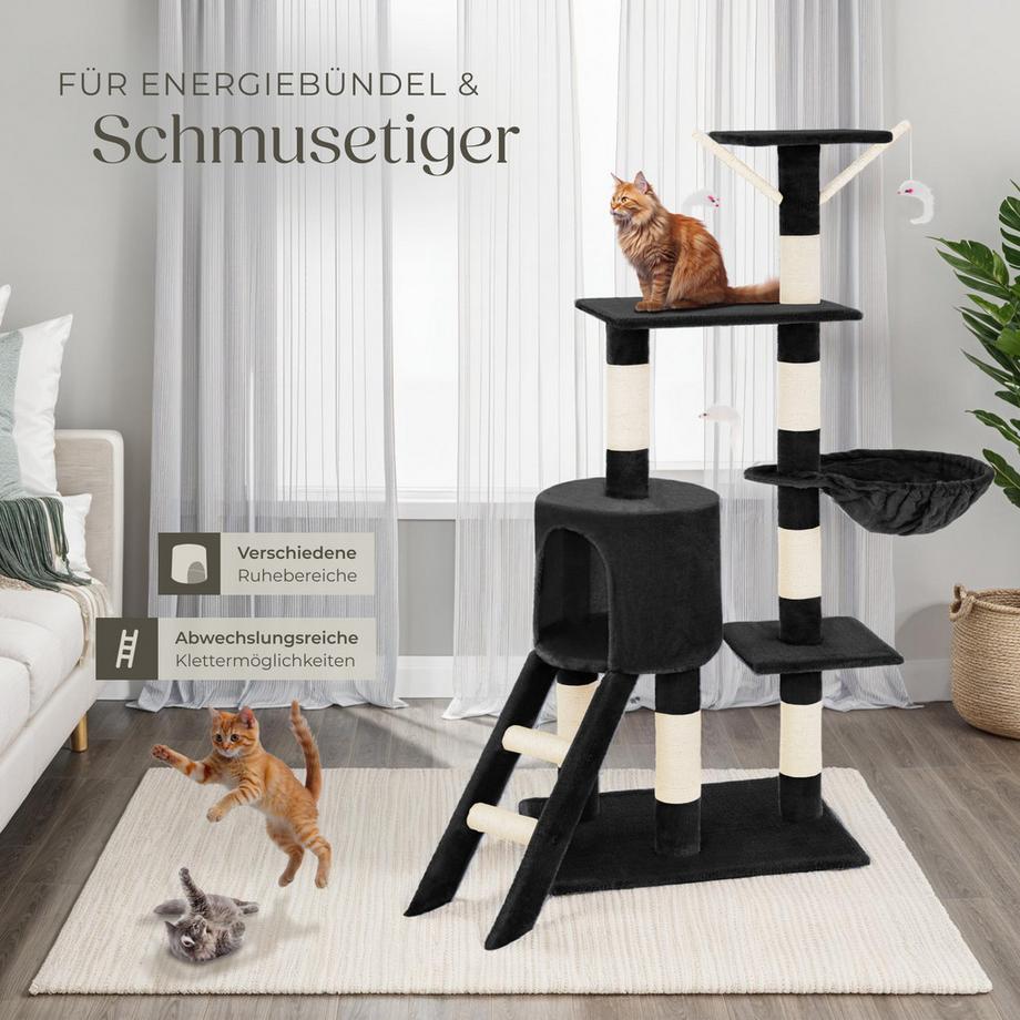 Tectake  Arbre à chat DOMINIQUE 144 cm avec griffoir et plateforme d'escalade 