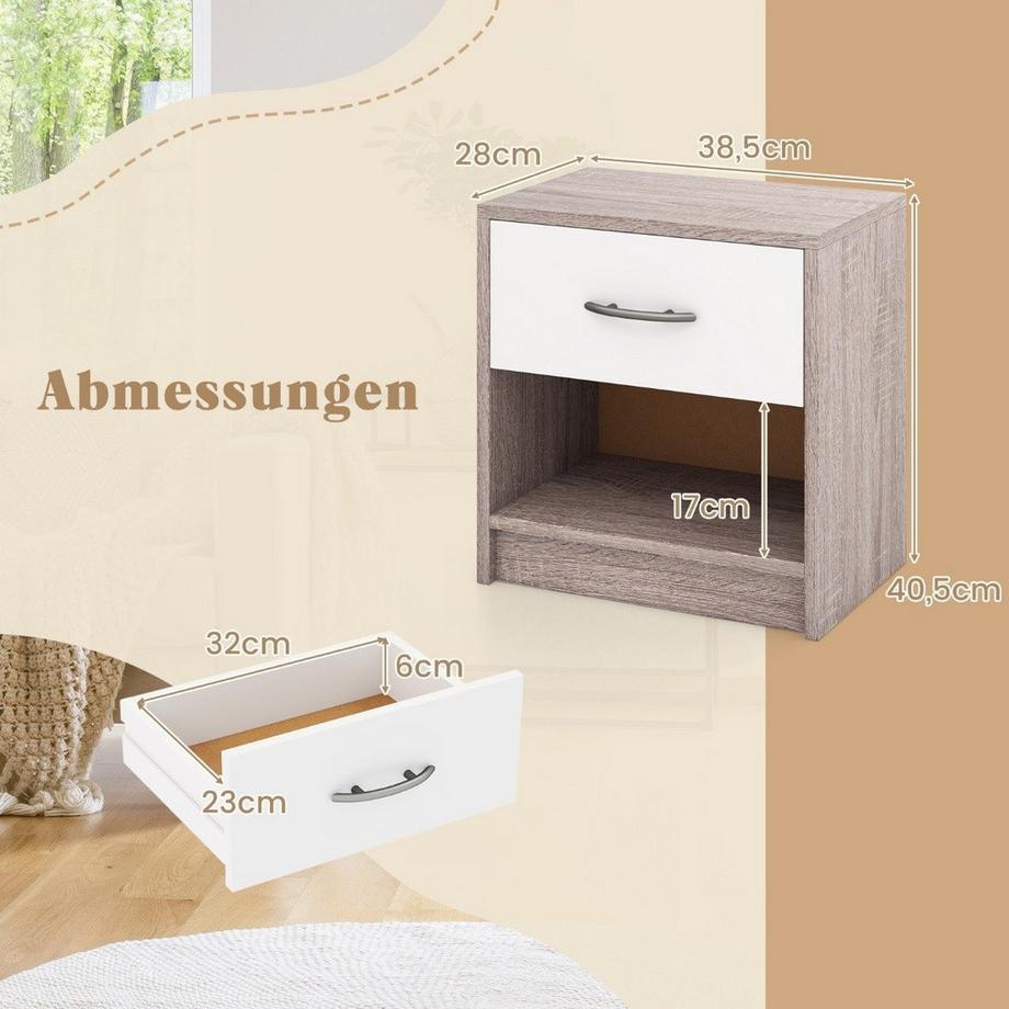 B2X Table de chevet avec tiroir Petite table d'appoint avec compartiment ouvert  