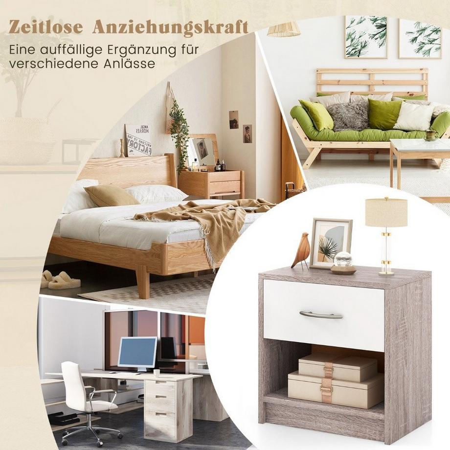 B2X Table de chevet avec tiroir Petite table d'appoint avec compartiment ouvert  