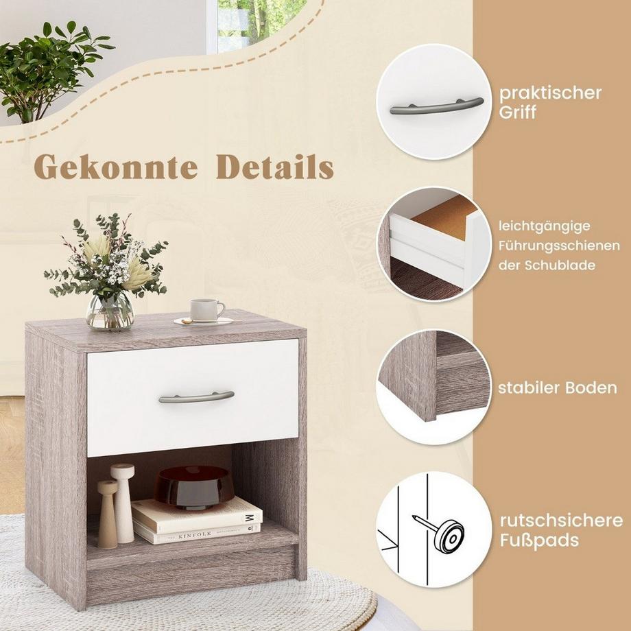 Table de chevet avec tiroir Petite table d'appoint avec compartiment ouvert