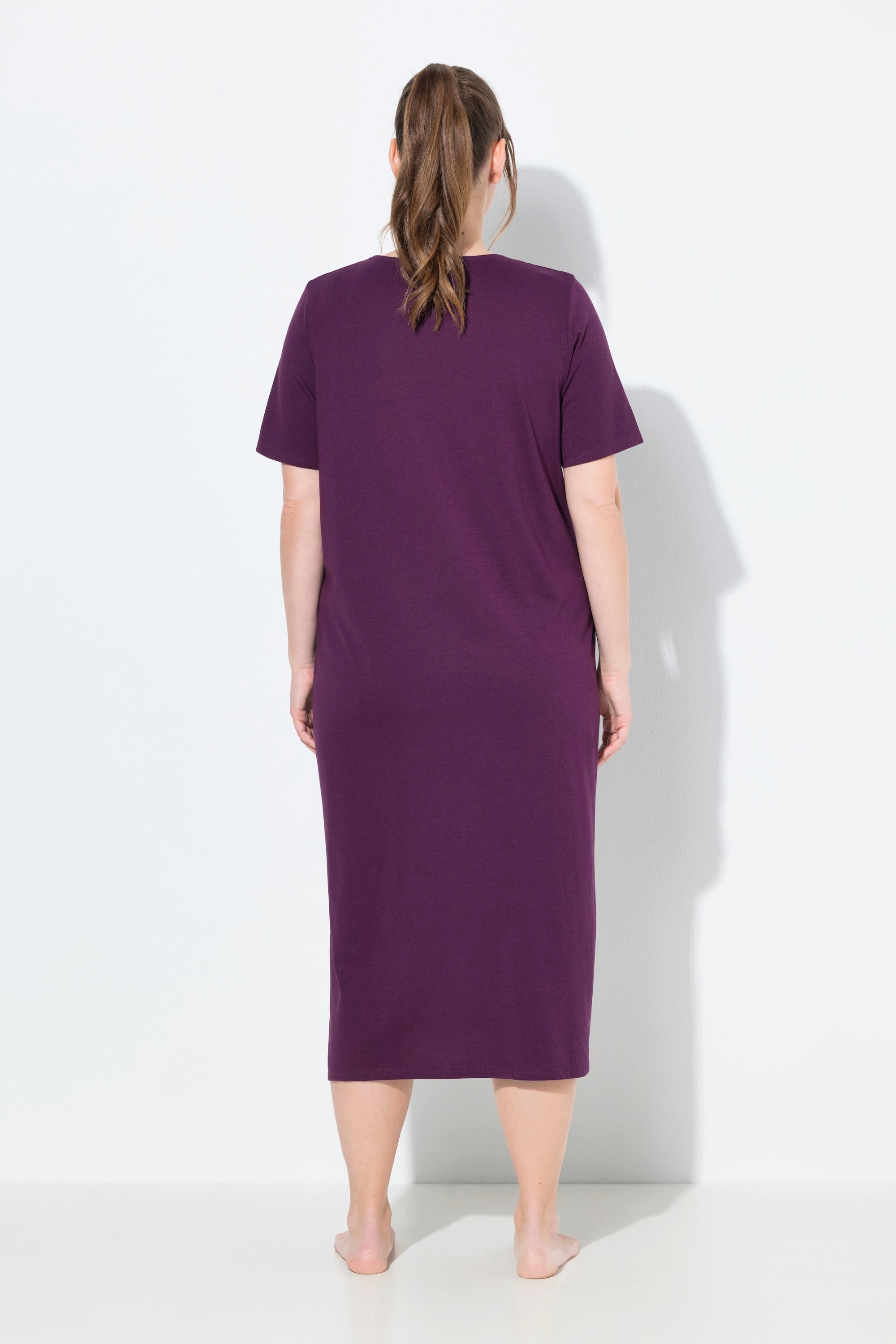 Ulla Popken Camicia da notte Ricami Traforati Scollo a V Mezza Manica  