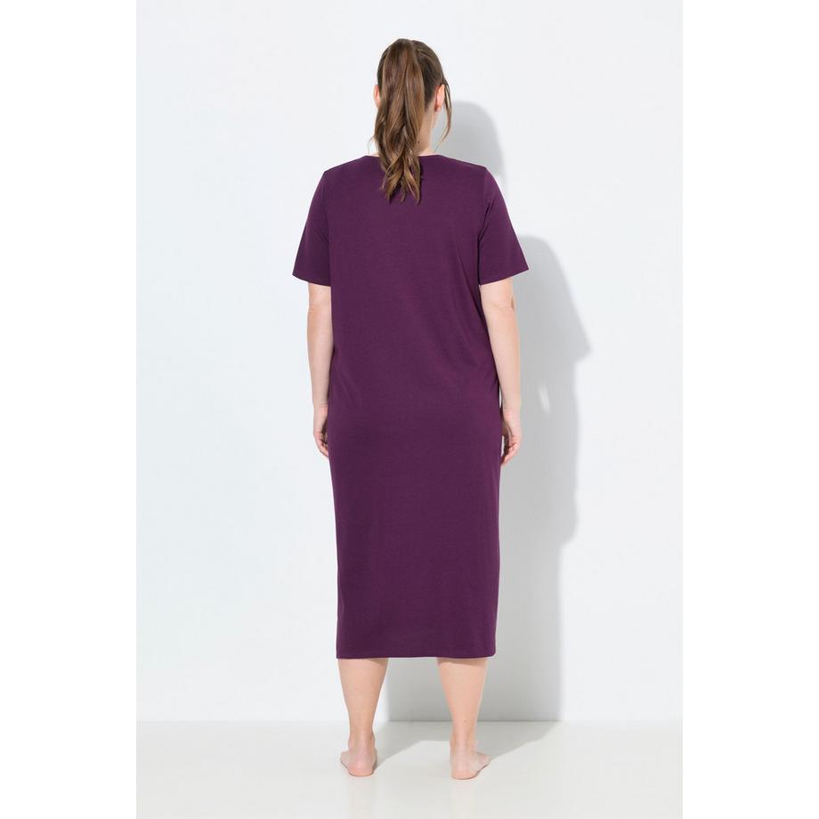 Ulla Popken Camicia da notte Ricami Traforati Scollo a V Mezza Manica  