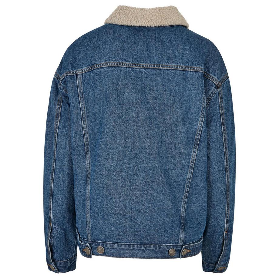 URBAN CLASSICS Giacca in denim oversize con collo Sherpa  