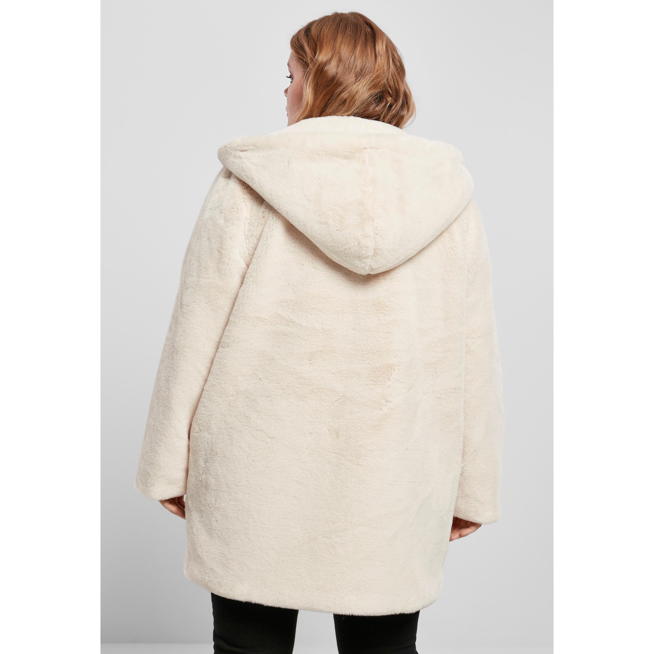 URBAN CLASSICS Giacca con Cappuccio Teddy Coat Taglie Forti  