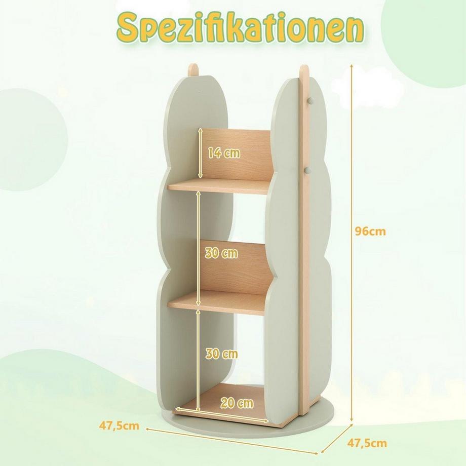 Northix Drehbares Bücherregal für Kinder, 5 Regale  
