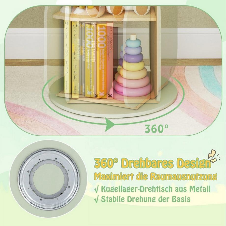 Northix Drehbares Bücherregal für Kinder, 5 Regale  