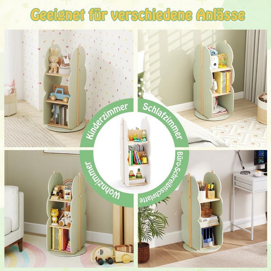 Drehbares Bücherregal für Kinder, 5 Regale