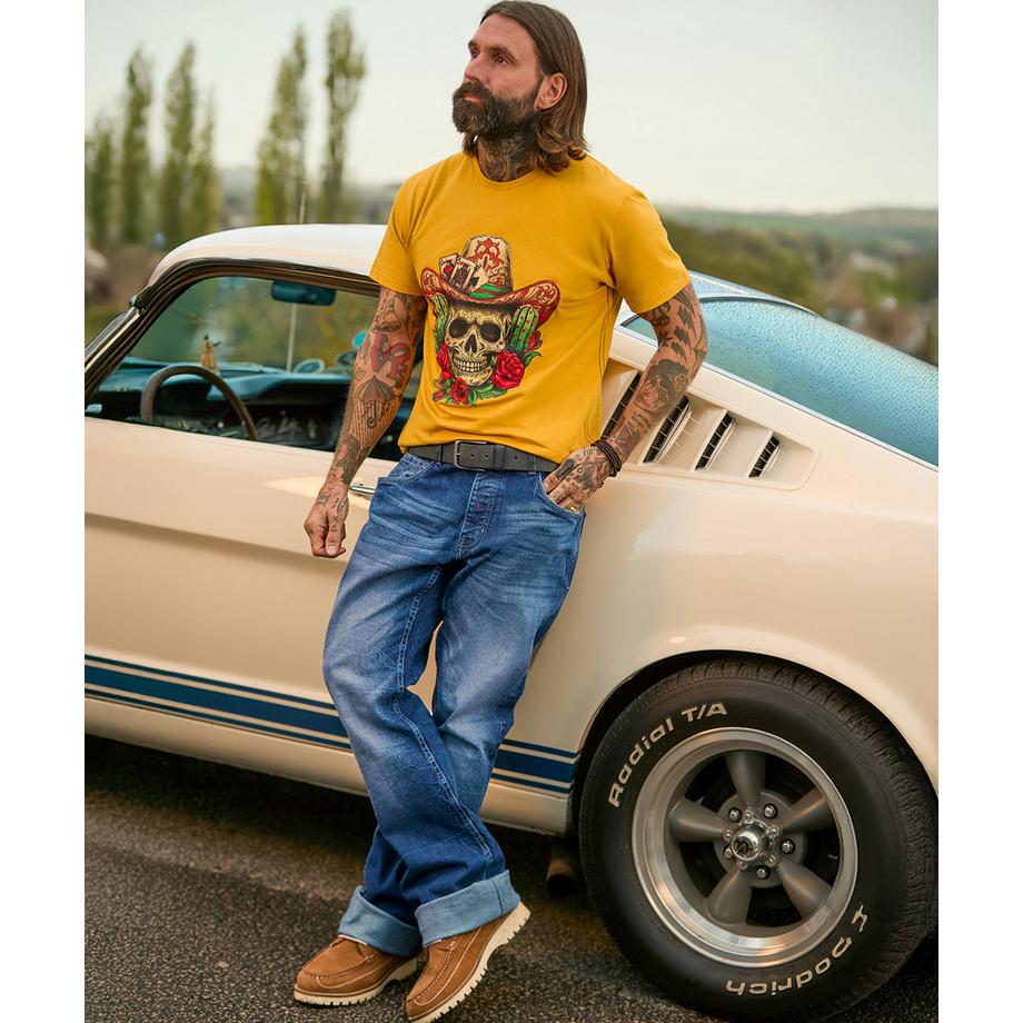 Joe Browns T-Shirt Totenkopf und Spielkartenmotiv  