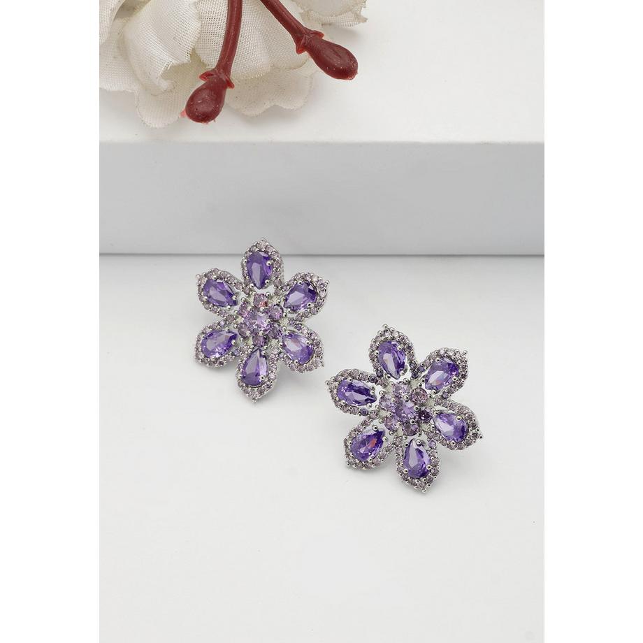 AVANT-GARDE PARIS  Lila Florale Steckerohrringe 