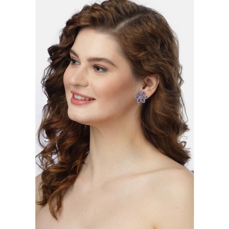 AVANT-GARDE PARIS  Lila Florale Steckerohrringe 