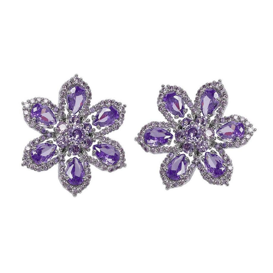 Lila Florale Steckerohrringe