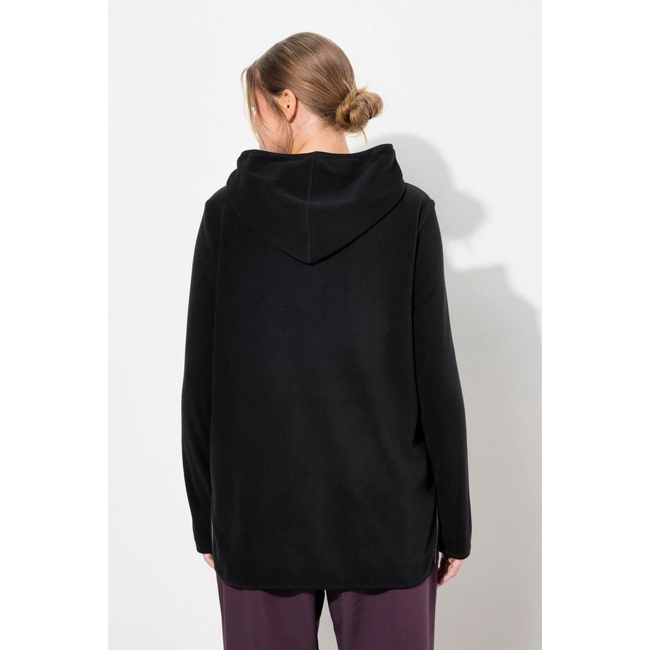 Ulla Popken Pull Camionneur Polaire Court Oversize Capuche Manches Longues Recyclé  