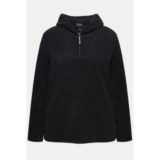 Ulla Popken  Pullover polo dal taglio corto e oversize con cappuccio, maniche lunghe e materiale riciclato 