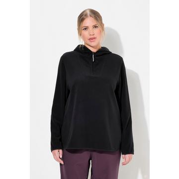 Pullover polo dal taglio corto e oversize con cappuccio, maniche lunghe e materiale riciclato