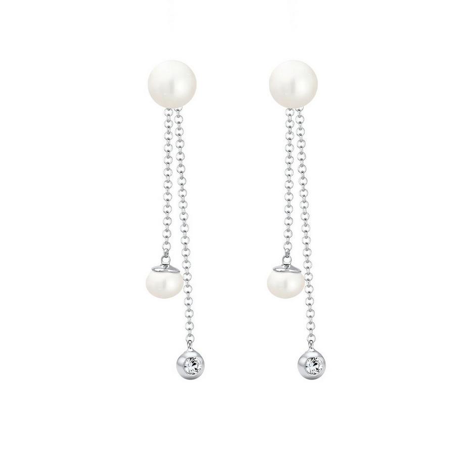 Elli  Boucles d'Oreilles Femmes Pendentif D'oreilles Elegant Avec Perles D'eau Douce Et Cristaux 