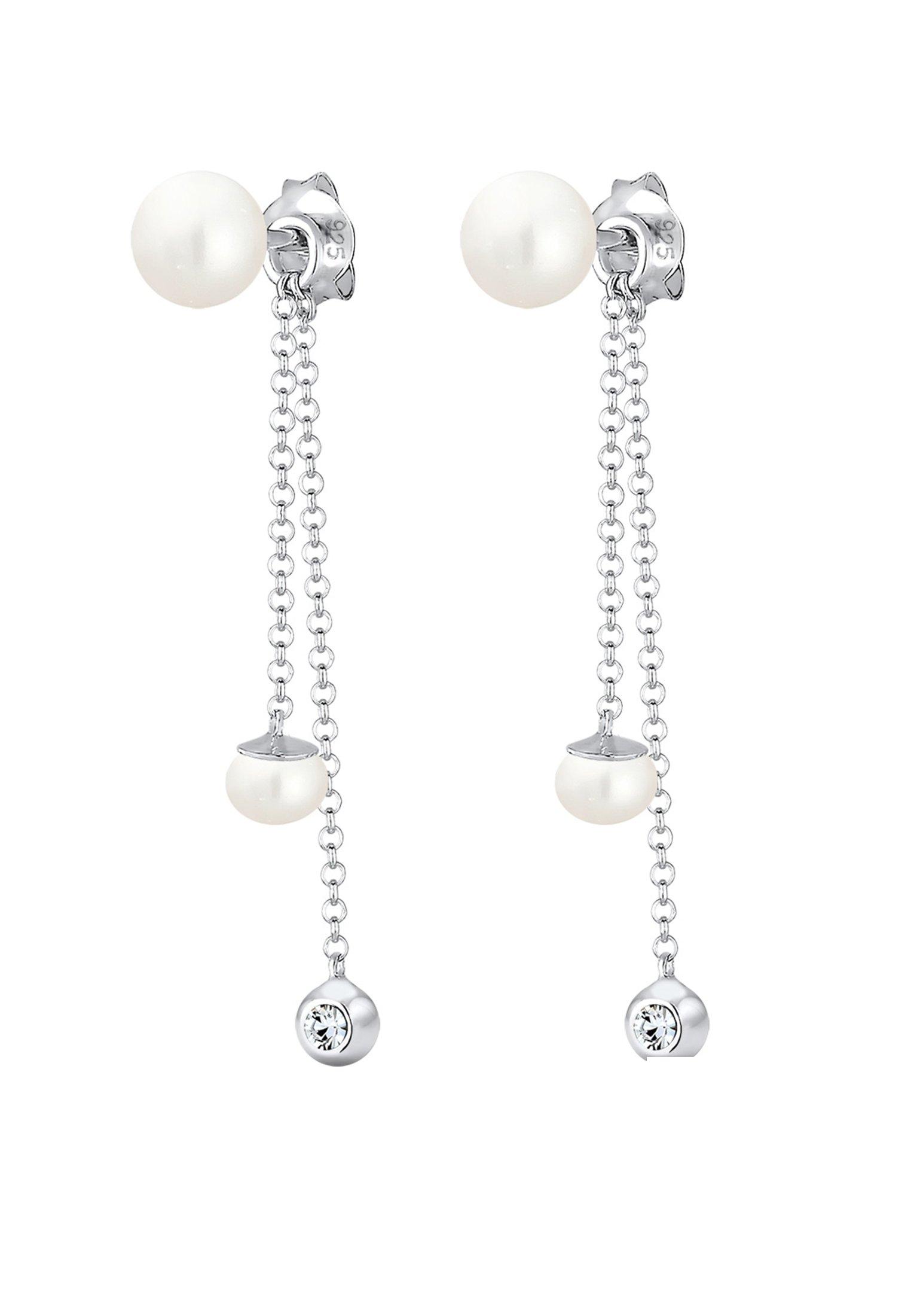 Elli  Boucles d'Oreilles Femmes Pendentif D'oreilles Elegant Avec Perles D'eau Douce Et Cristaux 