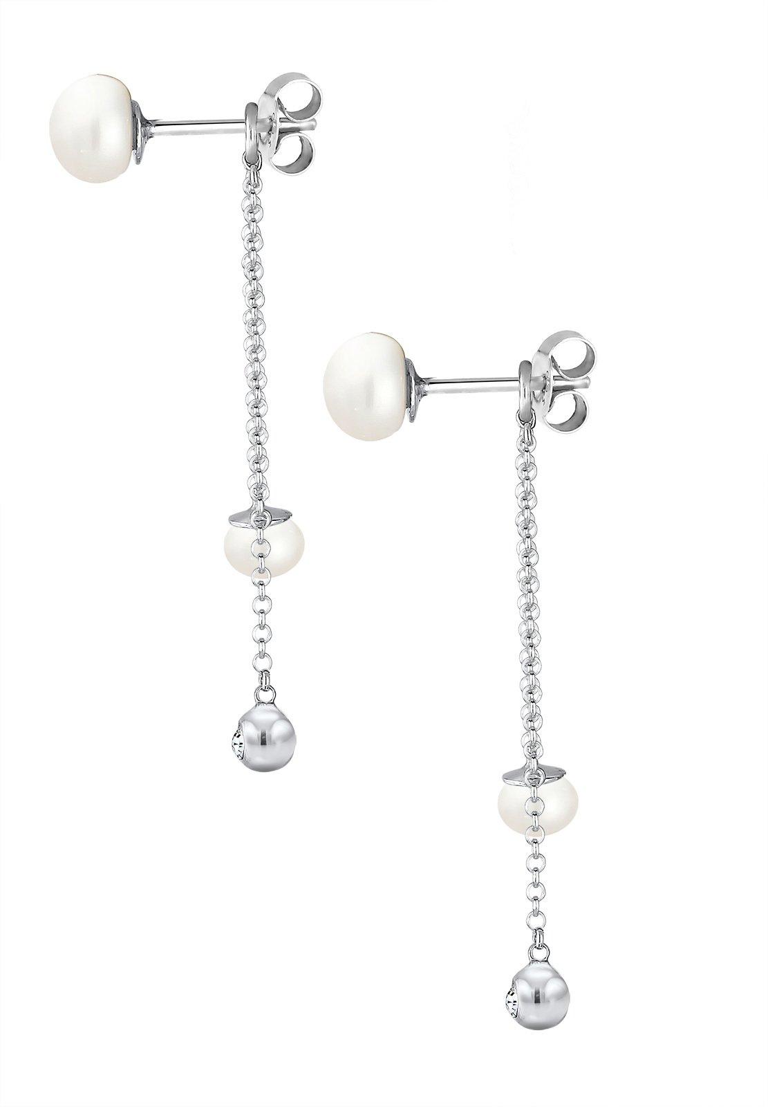 Elli  Boucles d'Oreilles Femmes Pendentif D'oreilles Elegant Avec Perles D'eau Douce Et Cristaux 