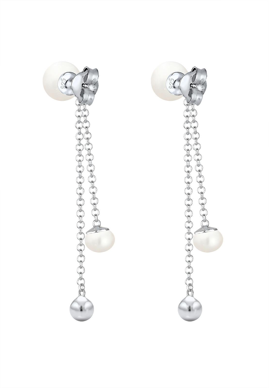 Elli  Boucles d'Oreilles Femmes Pendentif D'oreilles Elegant Avec Perles D'eau Douce Et Cristaux 