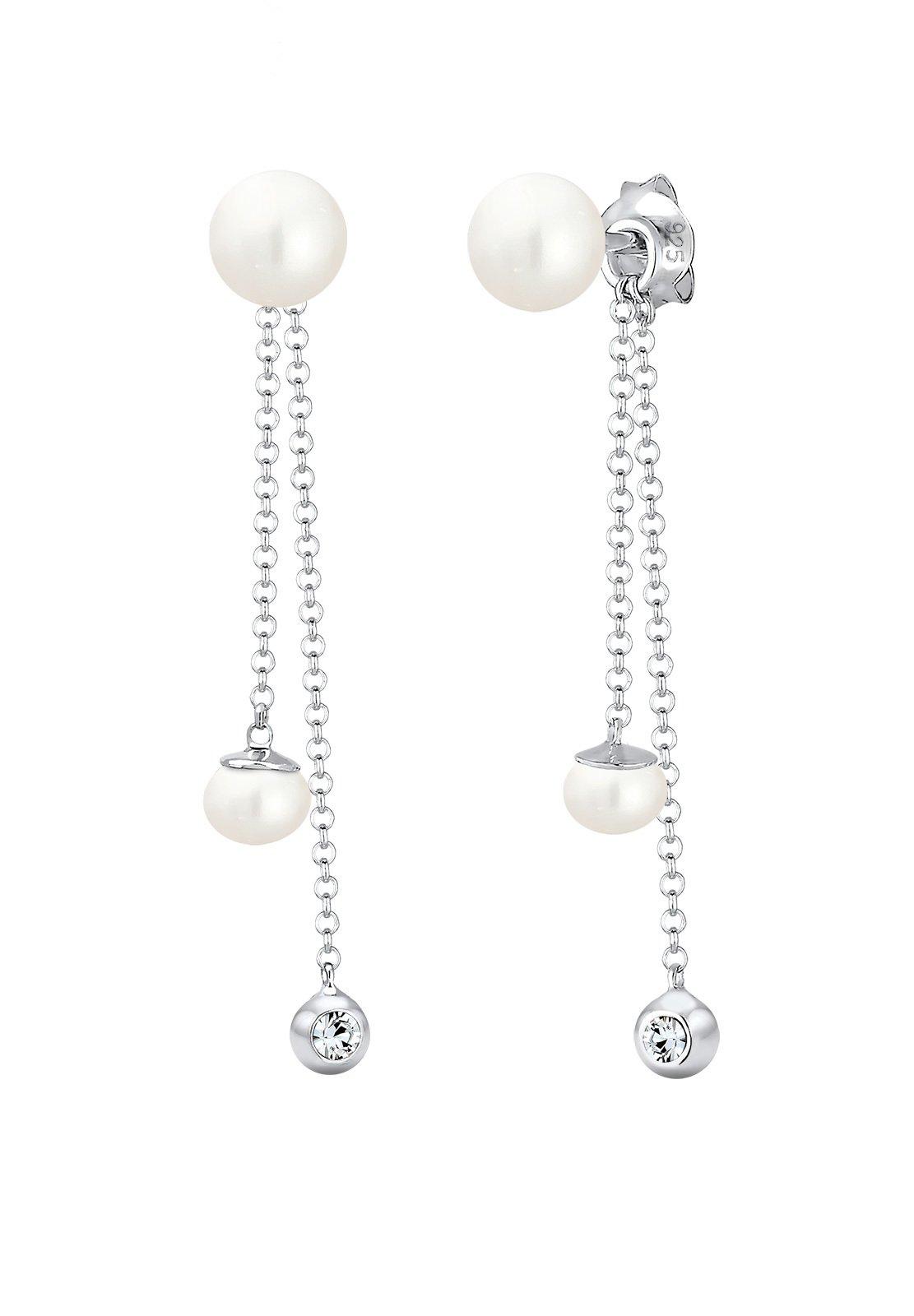 Elli  Boucles d'Oreilles Femmes Pendentif D'oreilles Elegant Avec Perles D'eau Douce Et Cristaux 