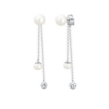 Boucles d'Oreilles Femmes Pendentif D'oreilles Elegant Avec Perles D'eau Douce Et Cristaux