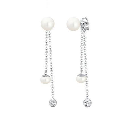 Elli  Boucles d'Oreilles Femmes Pendentif D'oreilles Elegant Avec Perles D'eau Douce Et Cristaux 