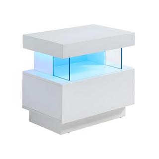 Vente-unique Lot de 2 tables de chevet 1 tiroir et 1 niche - Avec LEDs - MDF - Blanc laqué - FABIO II  