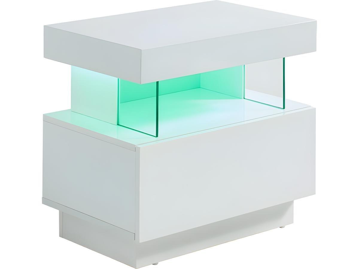 Vente-unique Lot de 2 tables de chevet 1 tiroir et 1 niche - Avec LEDs - MDF - Blanc laqué - FABIO II  