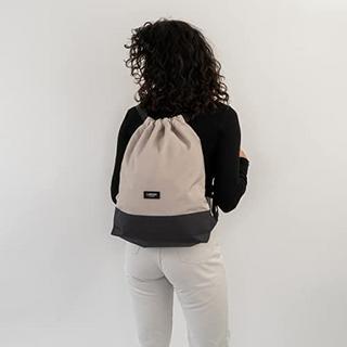 Only-bags.store  Gym Bag Sand Gray - No 7 - Rucksack für Sport und Festival - Tasche Rucksack klein mit Innentasche 