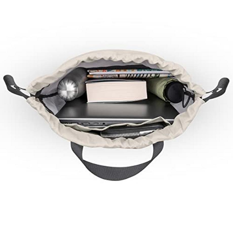 Only-bags.store  Gym Bag Sand Gray - No 7 - Rucksack für Sport und Festival - Tasche Rucksack klein mit Innentasche 