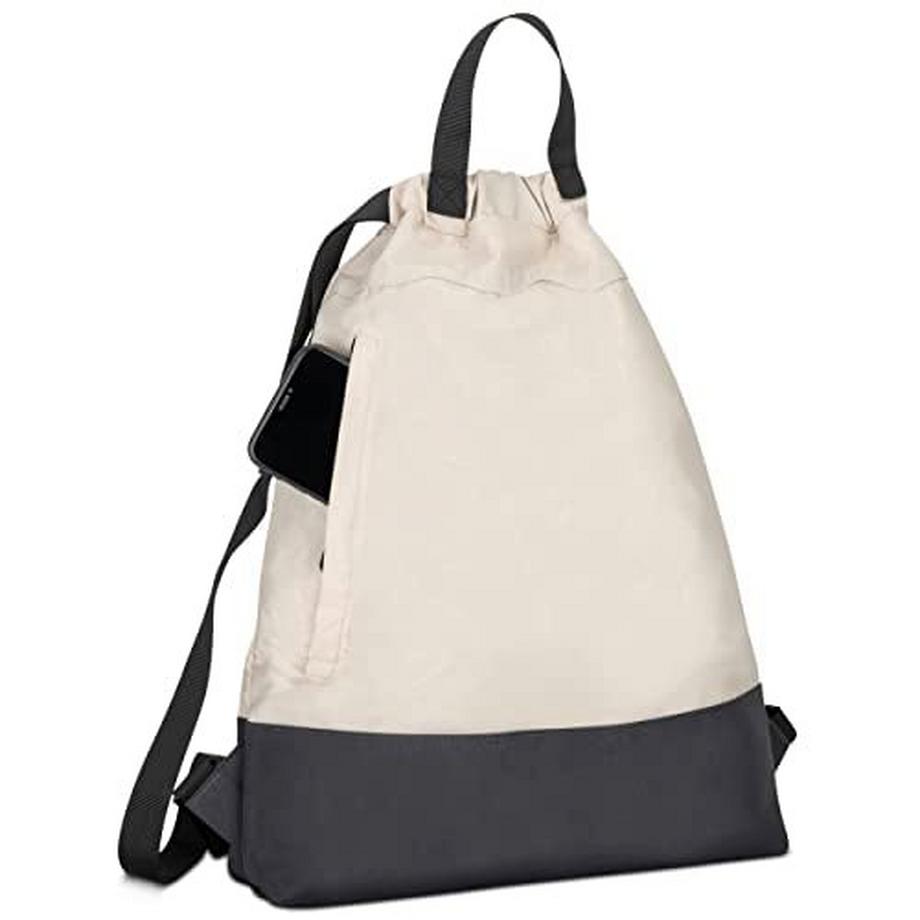 Only-bags.store  Gym Bag Sand Gray - No 7 - Rucksack für Sport und Festival - Tasche Rucksack klein mit Innentasche 