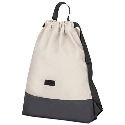 Only-bags.store  Gym Bag Sand Grey - No 7 - Sac à dos pour le sport et le festival - sac à dos petit avec poche intérieure - poche extérieure pour un accès rapide 
