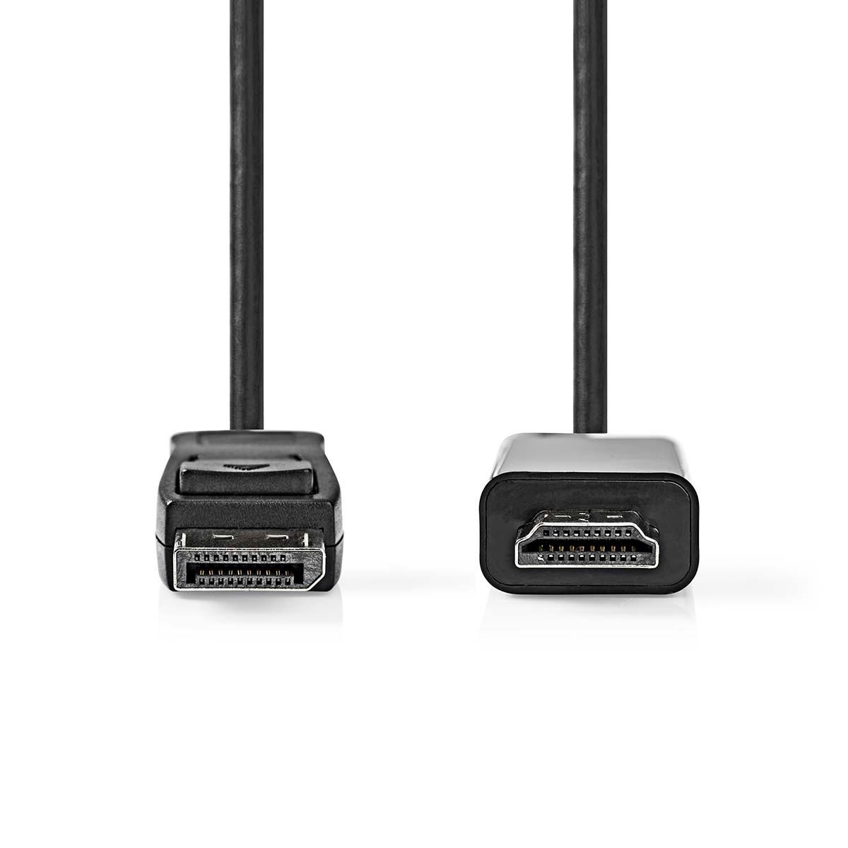 Nedis  Câble DisplayPort | DisplayPort Male | HDMI™ Connector | 1080p | Nickelé | 1.00 m | Rond | PVC | Noir | Label 